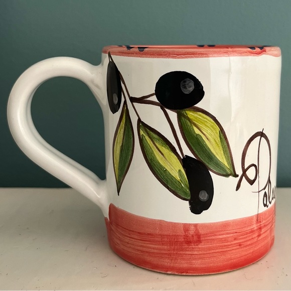 Deruta Italian Hand Painted Pottery Mug with Grape Motif. Signed. - Picture 6 of 7